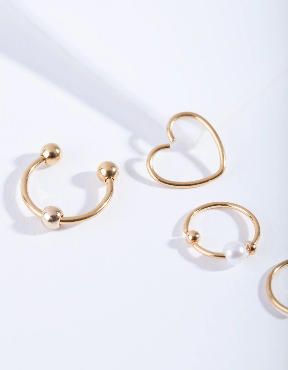 Gold Heart Ring Earring 4-Pack - Image 2
