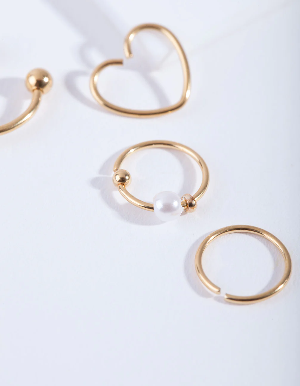 Gold Heart Ring Earring 4-Pack - Image 3