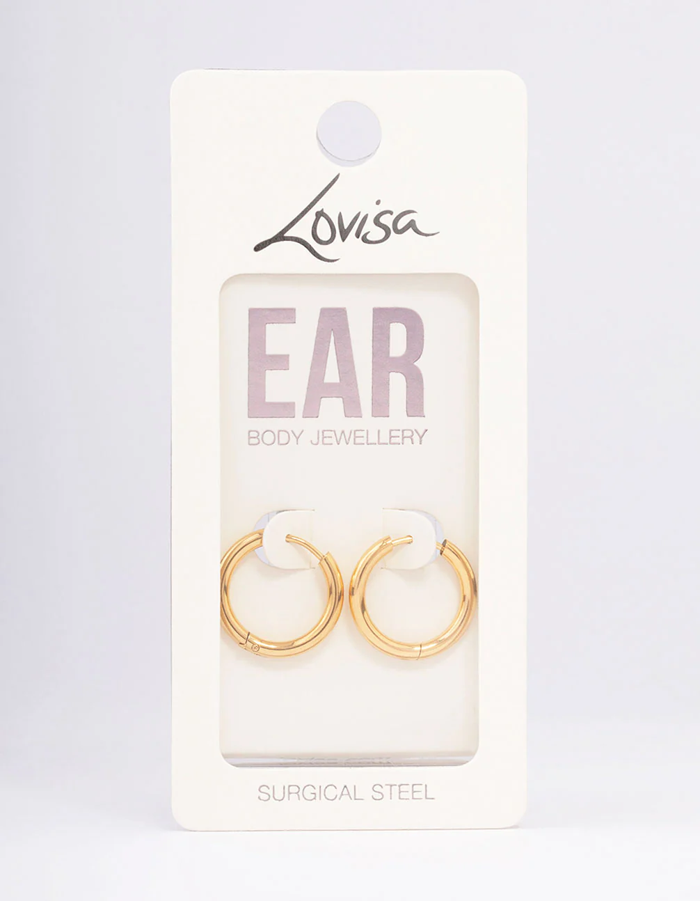 Gold Plated Surgical Steel Medium Polished Hoop Earrings - Image 3