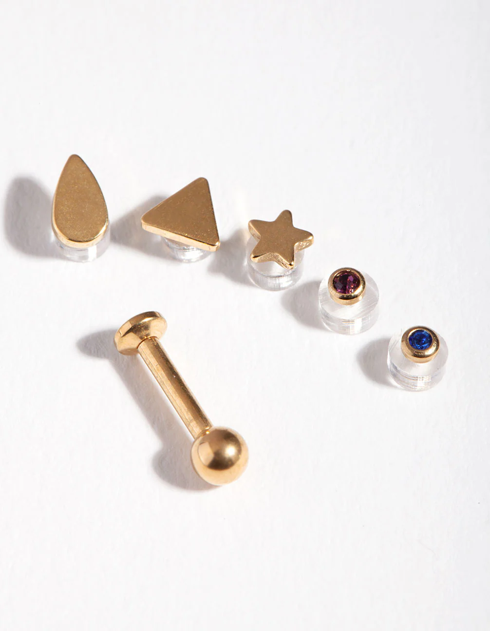 Gold Plated Surgical Steel Mixed Barbell Earrings - Image 2
