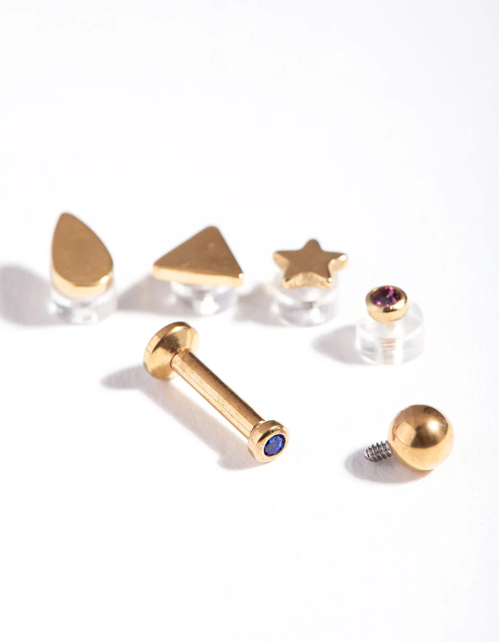 Gold Plated Surgical Steel Mixed Barbell Earrings - Image 3