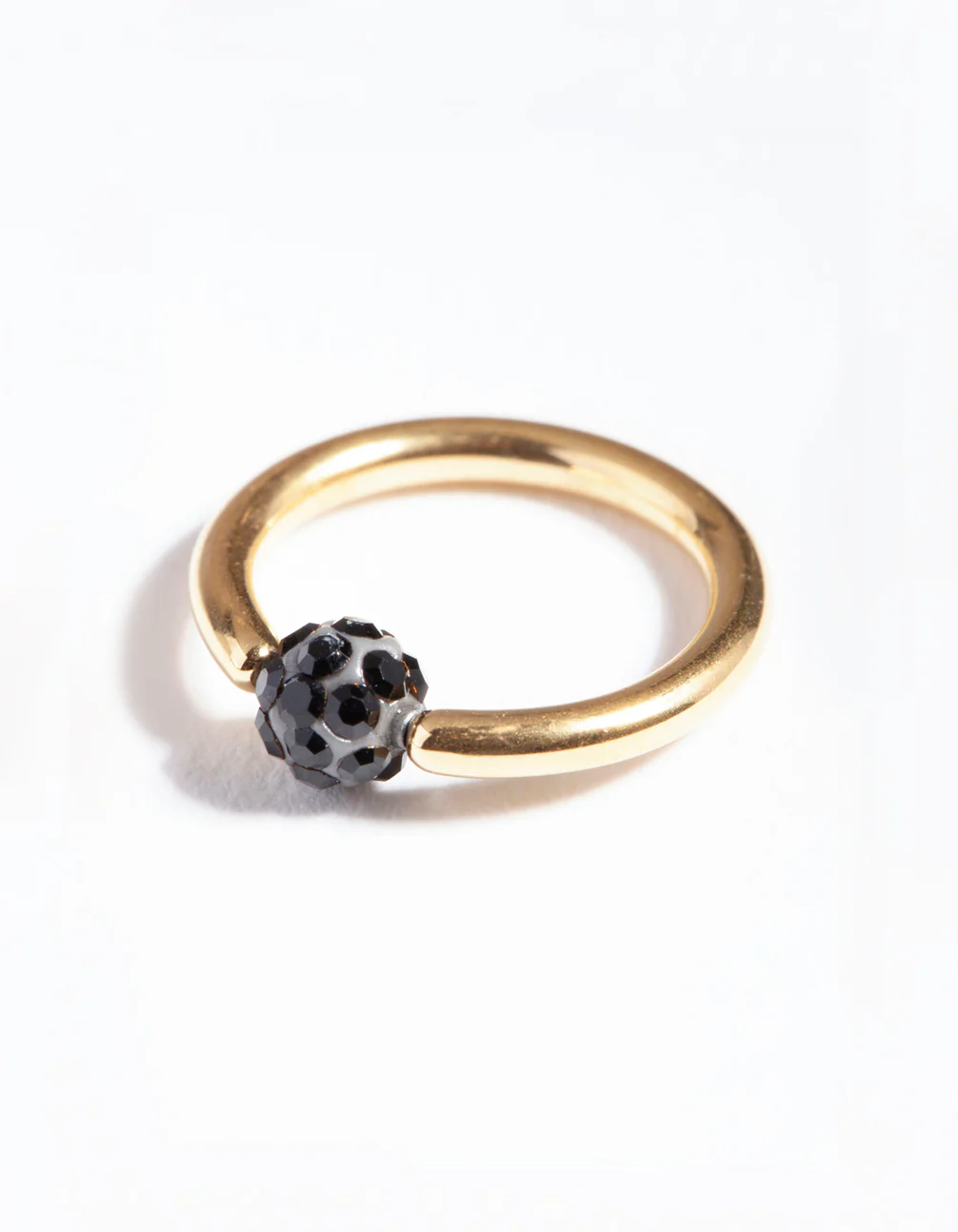 Gold Surgical Steel Black Diamante Belly Ring - Image 2