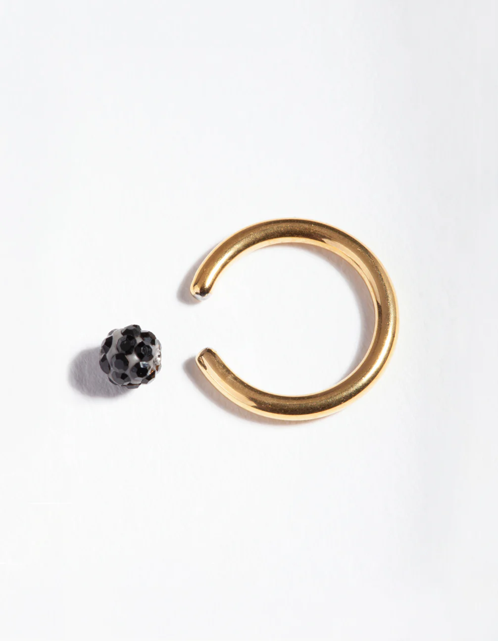 Gold Surgical Steel Black Diamante Belly Ring - Image 3
