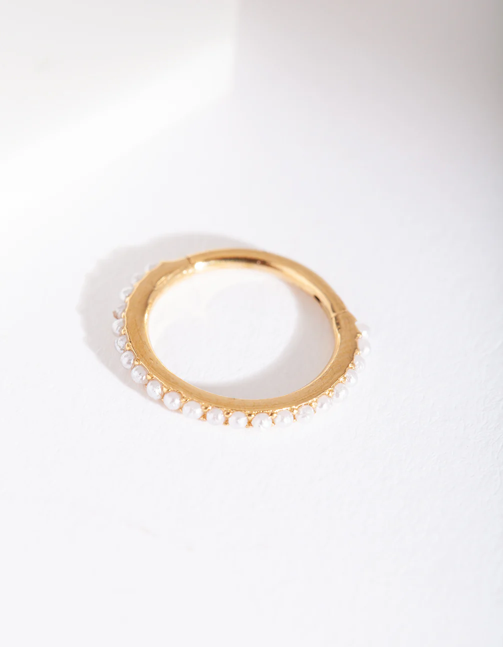 Gold Pearl Lined Clicker Earring - Image 2