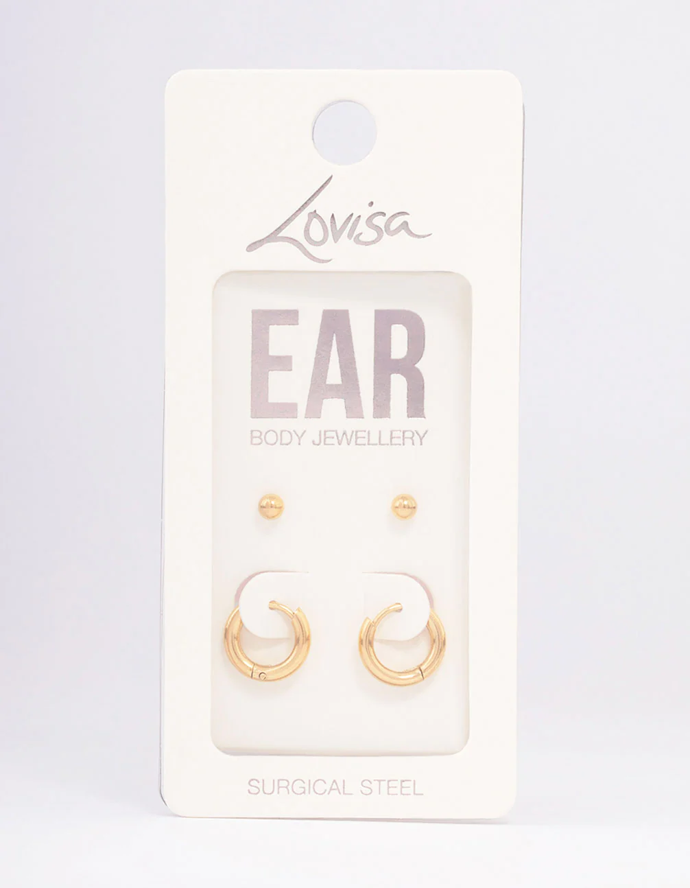 Gold Plated Surgical Steel Plain Stud & Huggie Earring Pack - Image 3