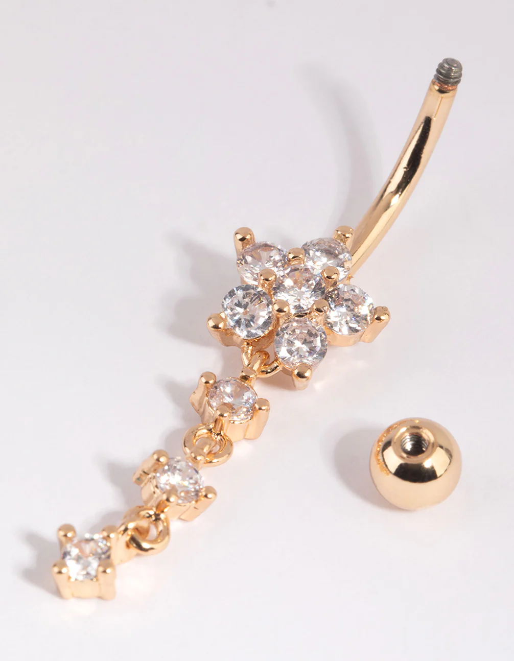 Gold Surgical Steel Flower Belly Bar - Image 2
