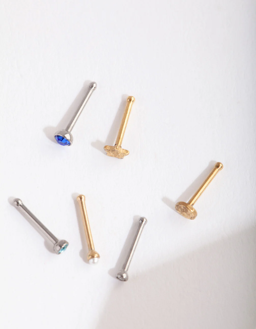 Mix Metal Sapphire Star Nose Stud 6-Pack - Image 2