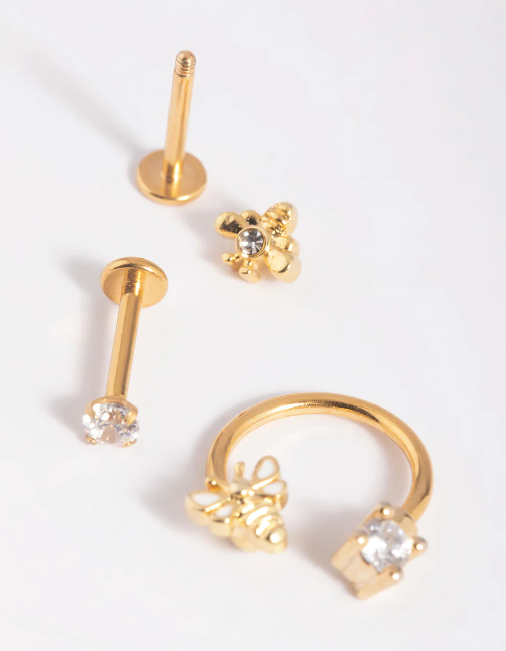 Gold Plated Surgical Steel Bee Stud Earring Pack - Image 2