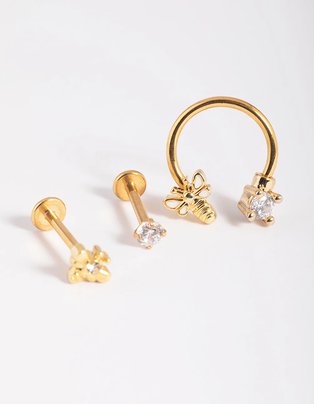 Gold Plated Surgical Steel Bee Stud Earring Pack - Image 3