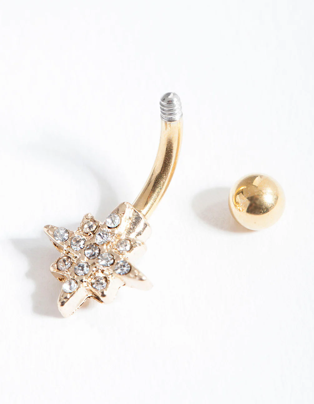 Gold Starburst Surgical Steel Belly Bar - Image 3
