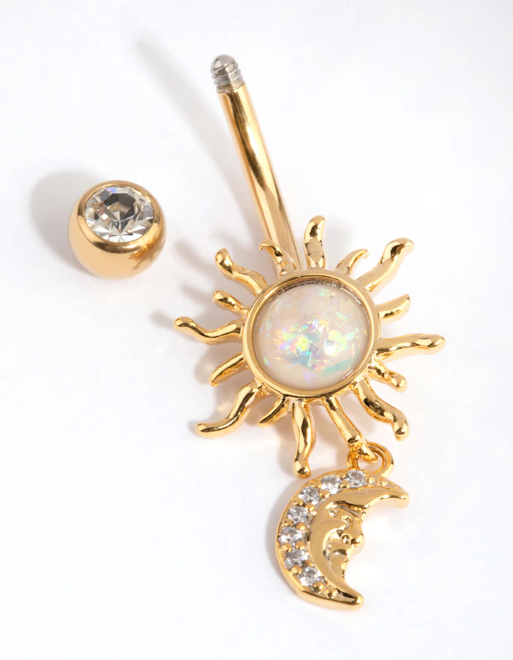 Gold Surgical Steel Sun & Moon Belly Bar - Image 3
