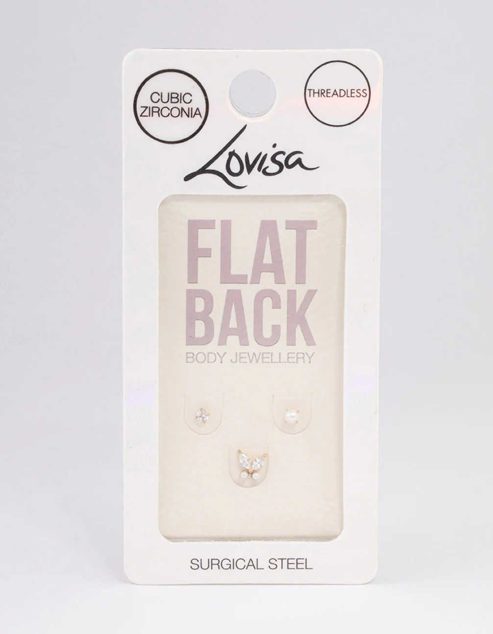 Gold Plated Surgical Steel Pearl Threadless Flat Back Studs  Pack - Image 3