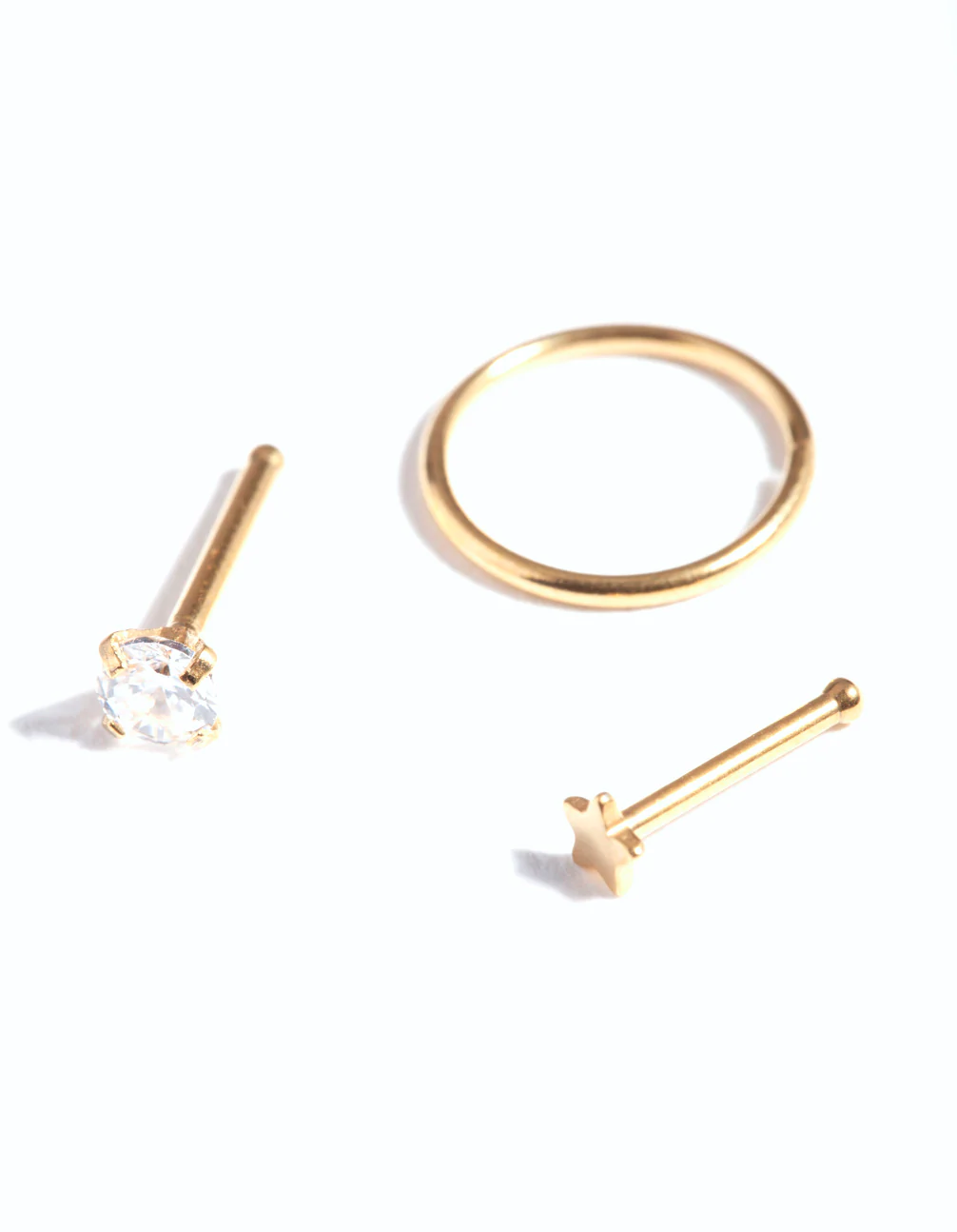 Gold Textured Star Nose Ring Pack - Image 2