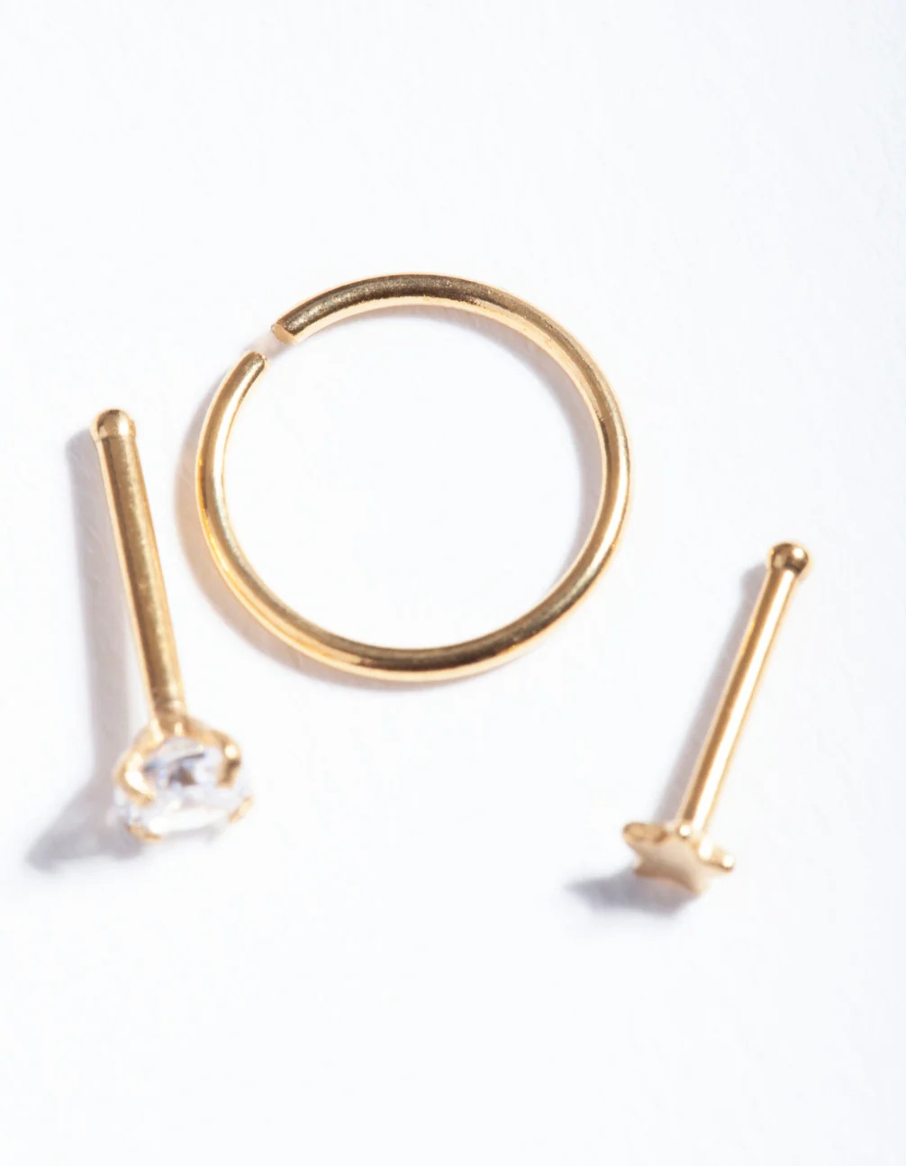 Gold Textured Star Nose Ring Pack - Image 3