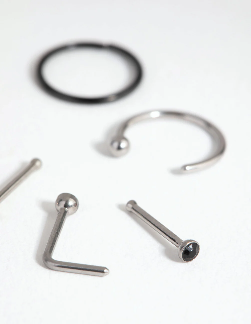Mixed Metal Surgical Steel Classic Nose Ring & Stud 6-Pack - Image 2