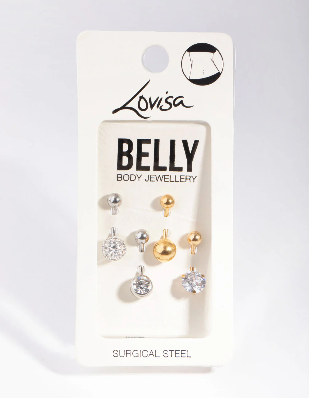Mixed Metals Cubic Zirconia Fireball Bellybutton Ring 4-Pack - Image 3