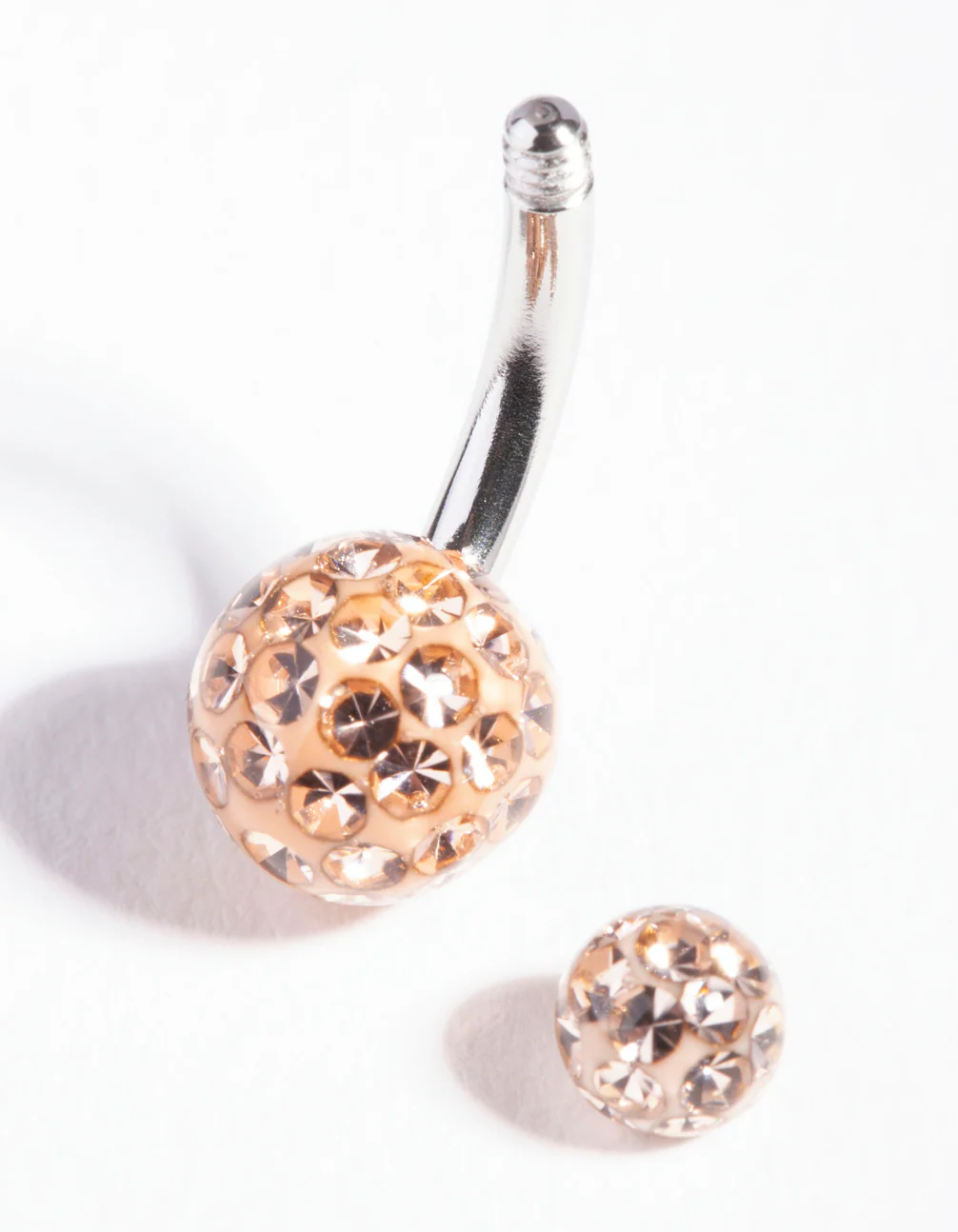 Pink Surgical Steel Multi Diamante Belly Bar - Image 3