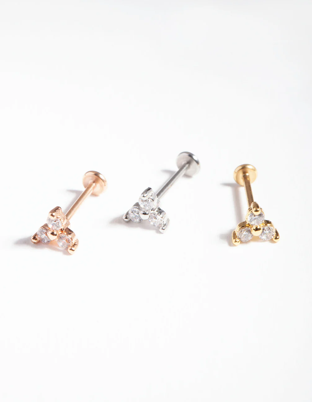 Mixed Metal Surgical Steel Fine Stone Flat Back Earring Pack - Image 3