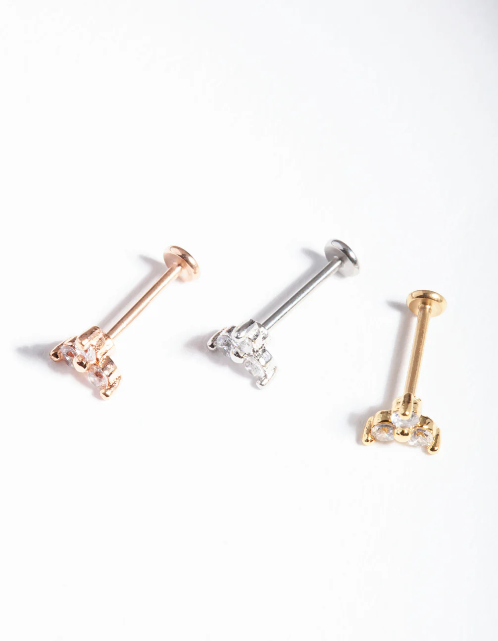 Mixed Metal Surgical Steel Fine Stone Flat Back Earring Pack - Image 4