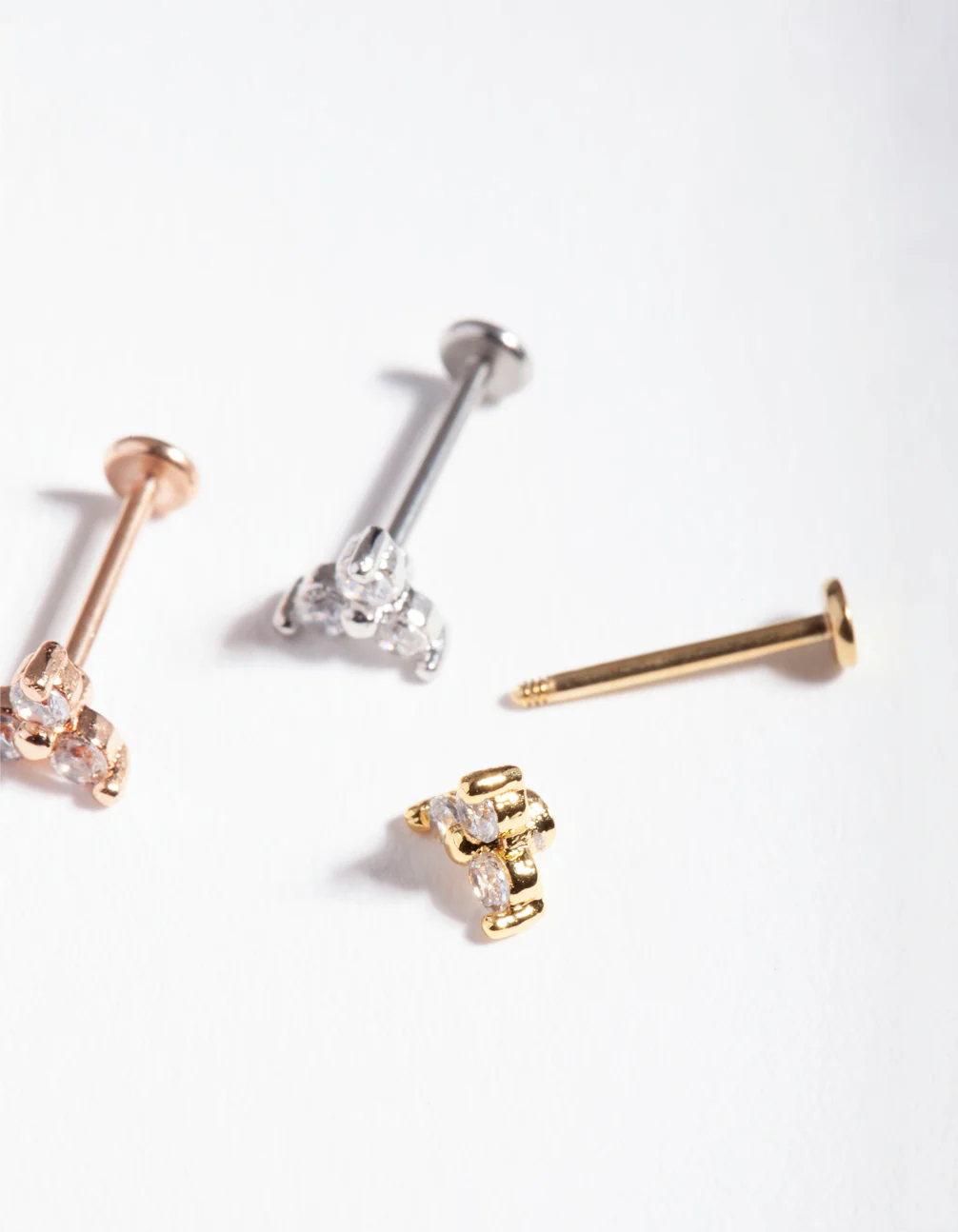 Mixed Metal Surgical Steel Fine Stone Flat Back Earring Pack - Image 5