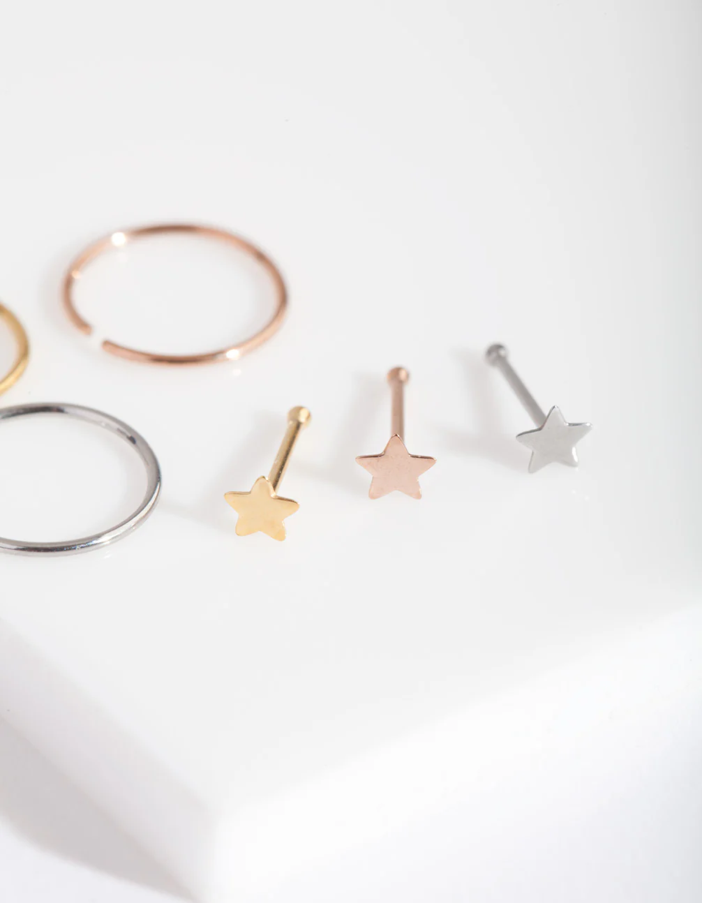 Mixed Metal Fine Star Nose Piercing 6-Pack - Image 2