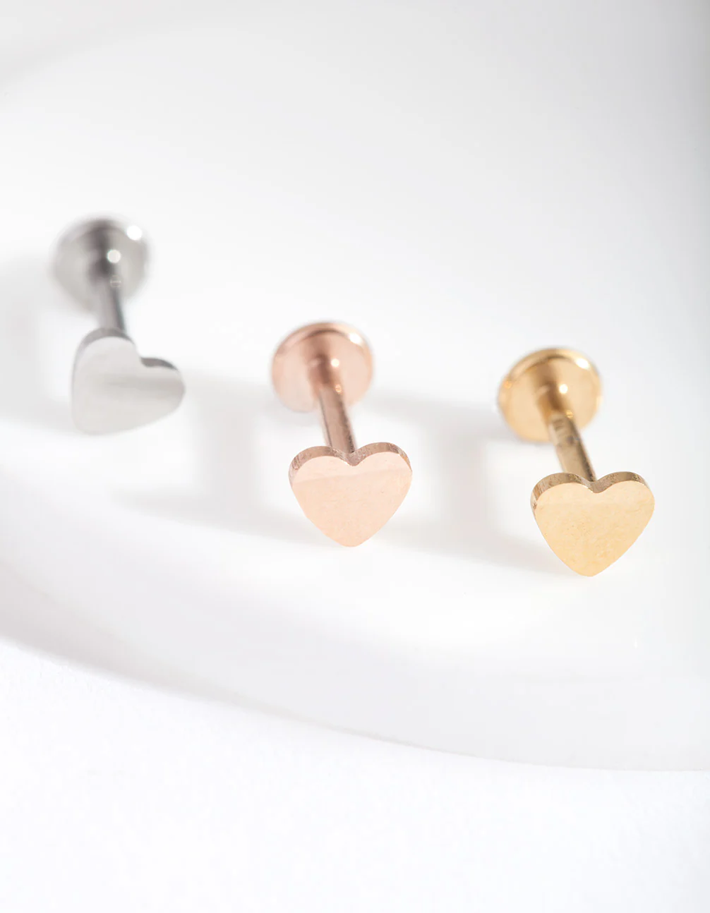Mixed Metal Heart Flat Back Earring Pack - Image 2