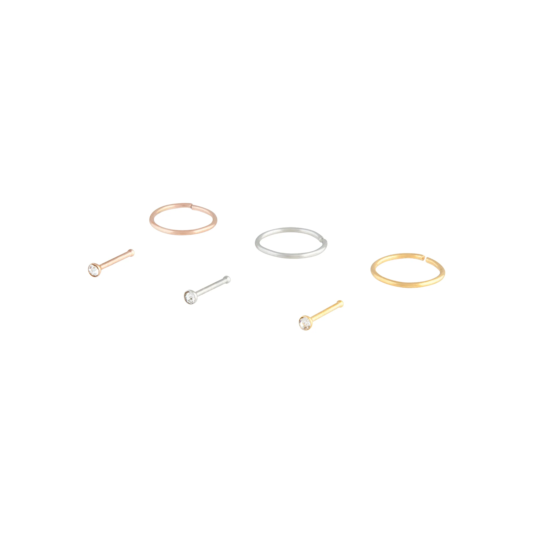 Small Diamante Pin Nose Ring 6-Pack - Image 2