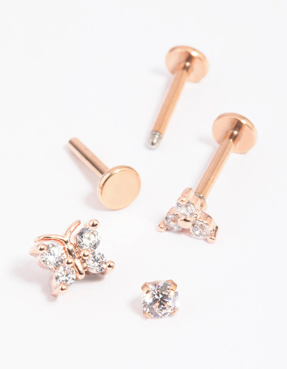 Rose Gold Plated Surgical Steel Butterfly Flat Back Pack - Image 2