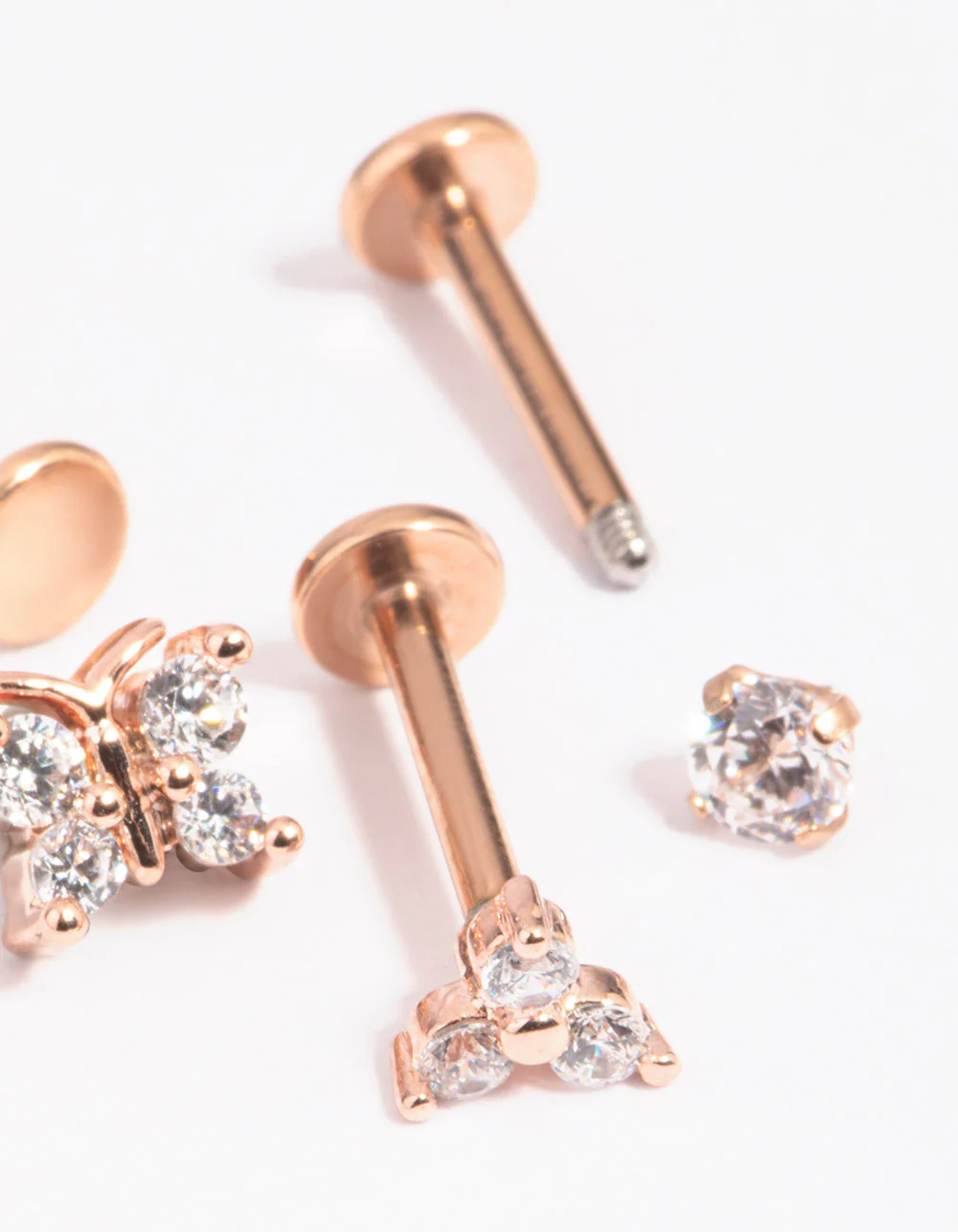 Rose Gold Plated Surgical Steel Butterfly Flat Back Pack - Image 3