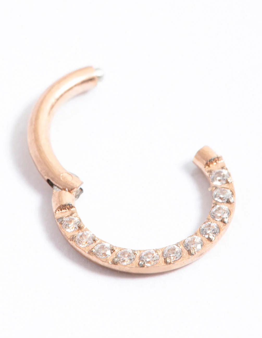 Rose Gold Plated Surgical Steel Cubic Zirconia Clicker Ring 7mm - Image 2