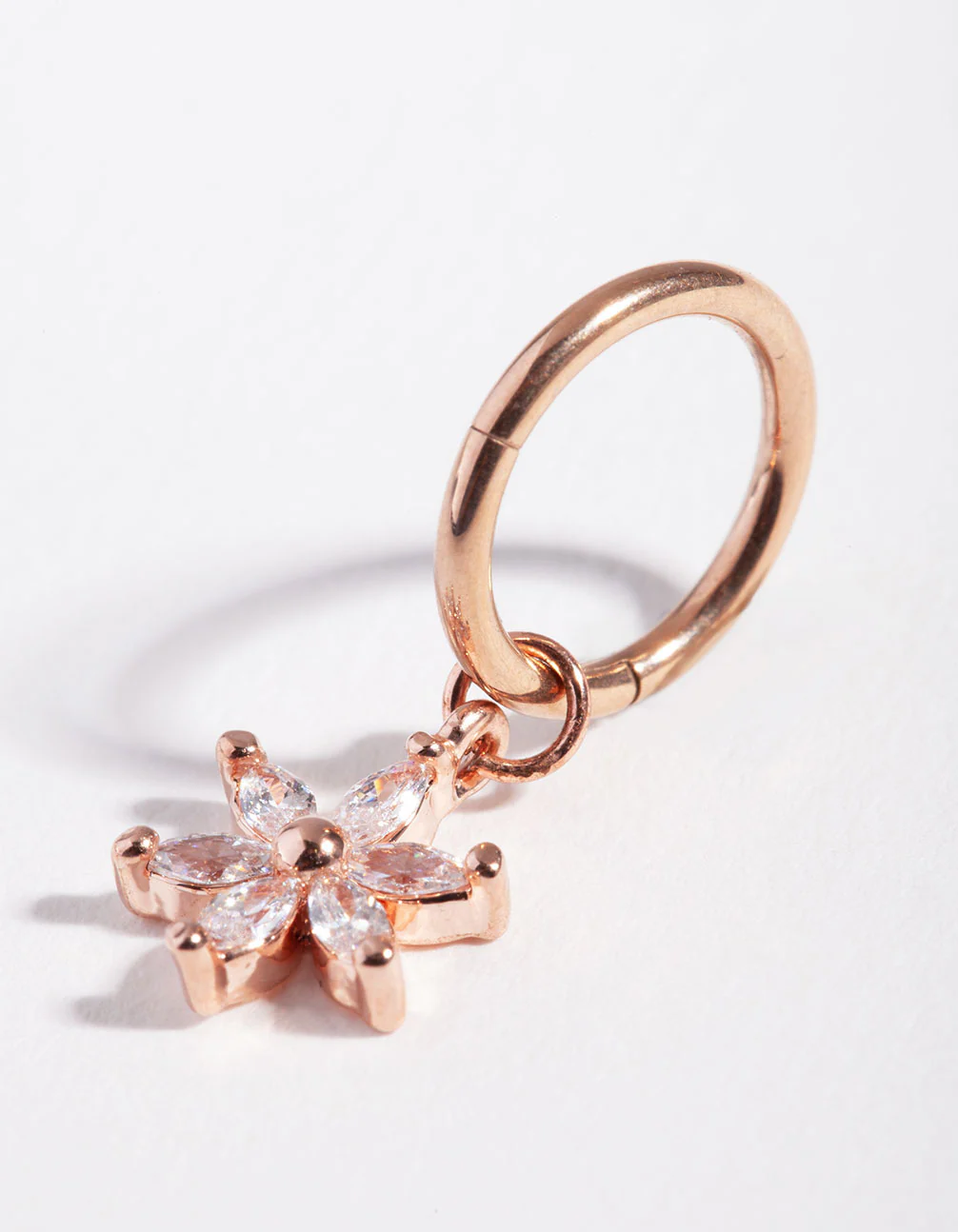 Rose Gold Cubic Zirconia Flower Charm Clicker - Image 2