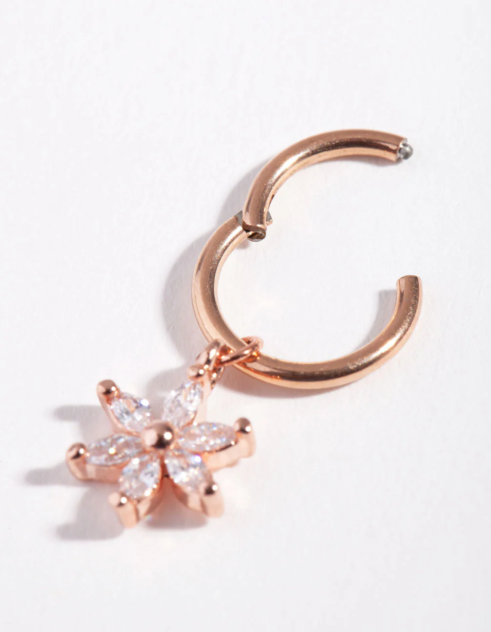 Rose Gold Cubic Zirconia Flower Charm Clicker - Image 3