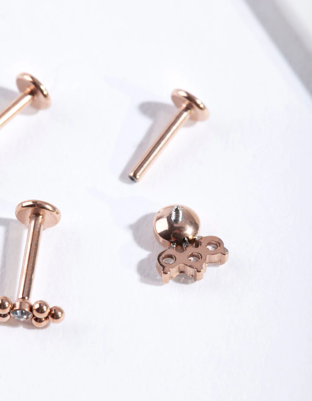 Rose Gold Surgical Steel Dainty Diamante Flat Back Pack - Image 2