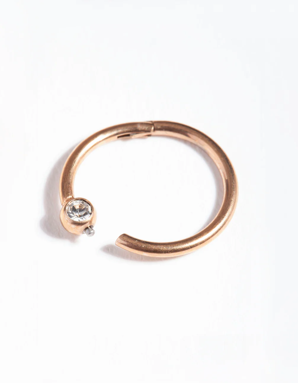 Rose Gold Surgical Steel Diamante Hinged Ring - Image 2