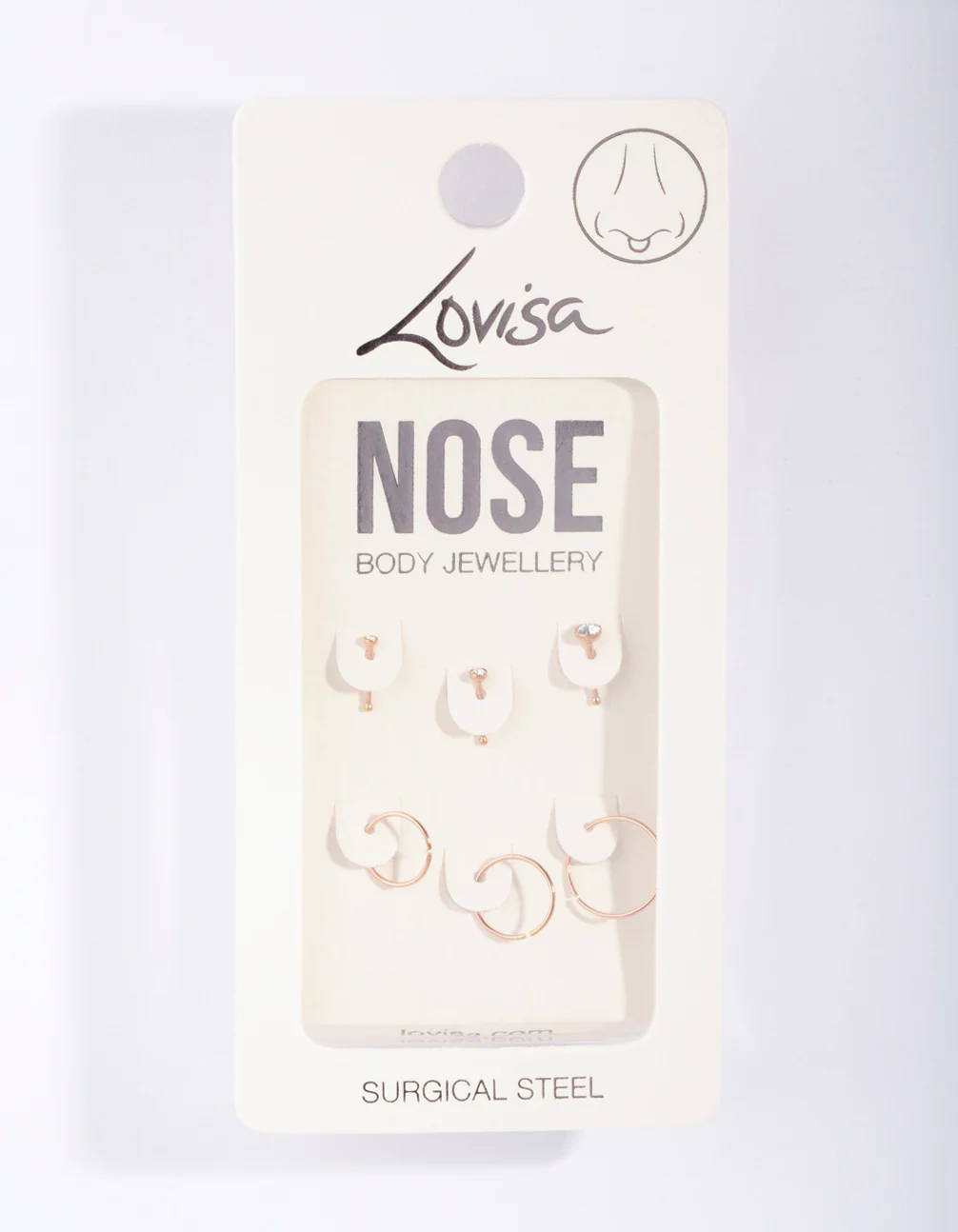 Rose Gold Surgical Steel Nose Jewellery 6-Pack