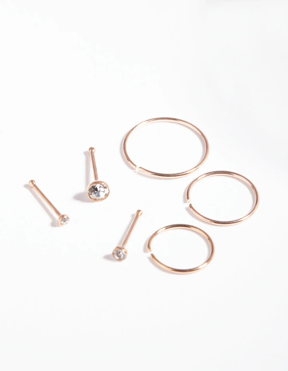 Rose Gold Surgical Steel Nose Jewellery 6-Pack - Image 2