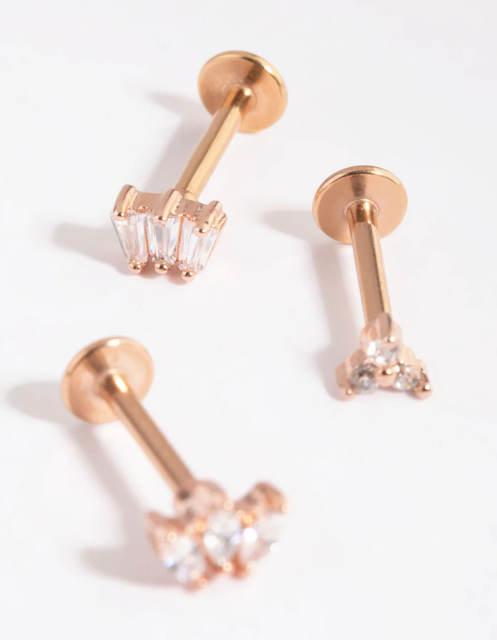 Rose Gold Plated Surgical Steel Cubic Zirconia Flower Flat Back Pack - Image 3