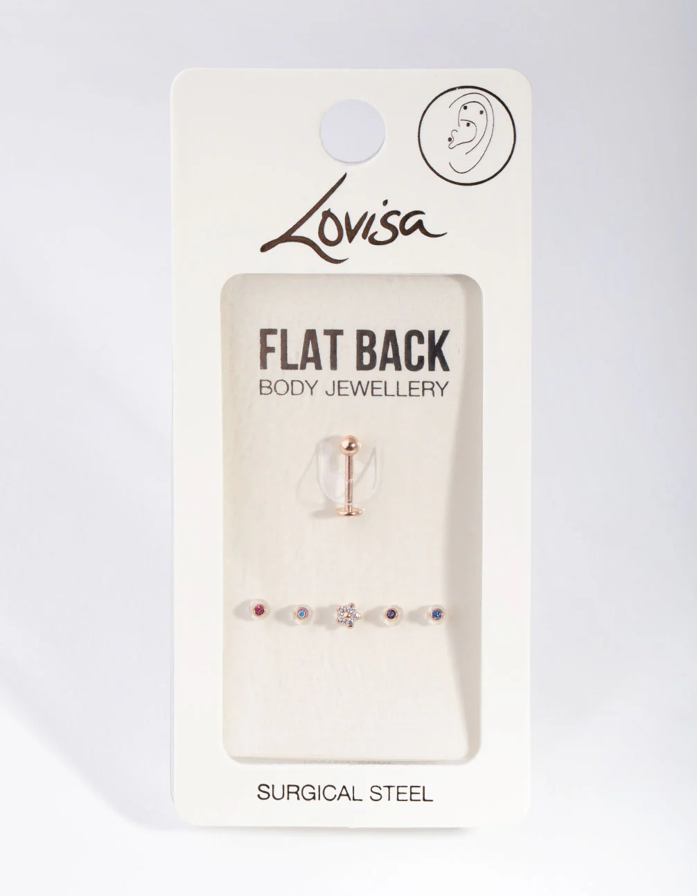 Gold Plated Surgical Steel Single Flat Back Bar & Flower Interchangeable Ends 6-Pack - Image 3