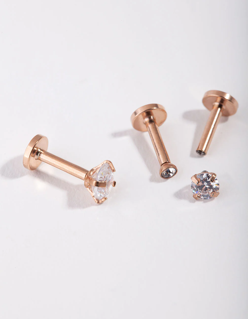 Surgical Steel Rose Gold Grad Cubic Zirconia Flat Back Pack - Image 2