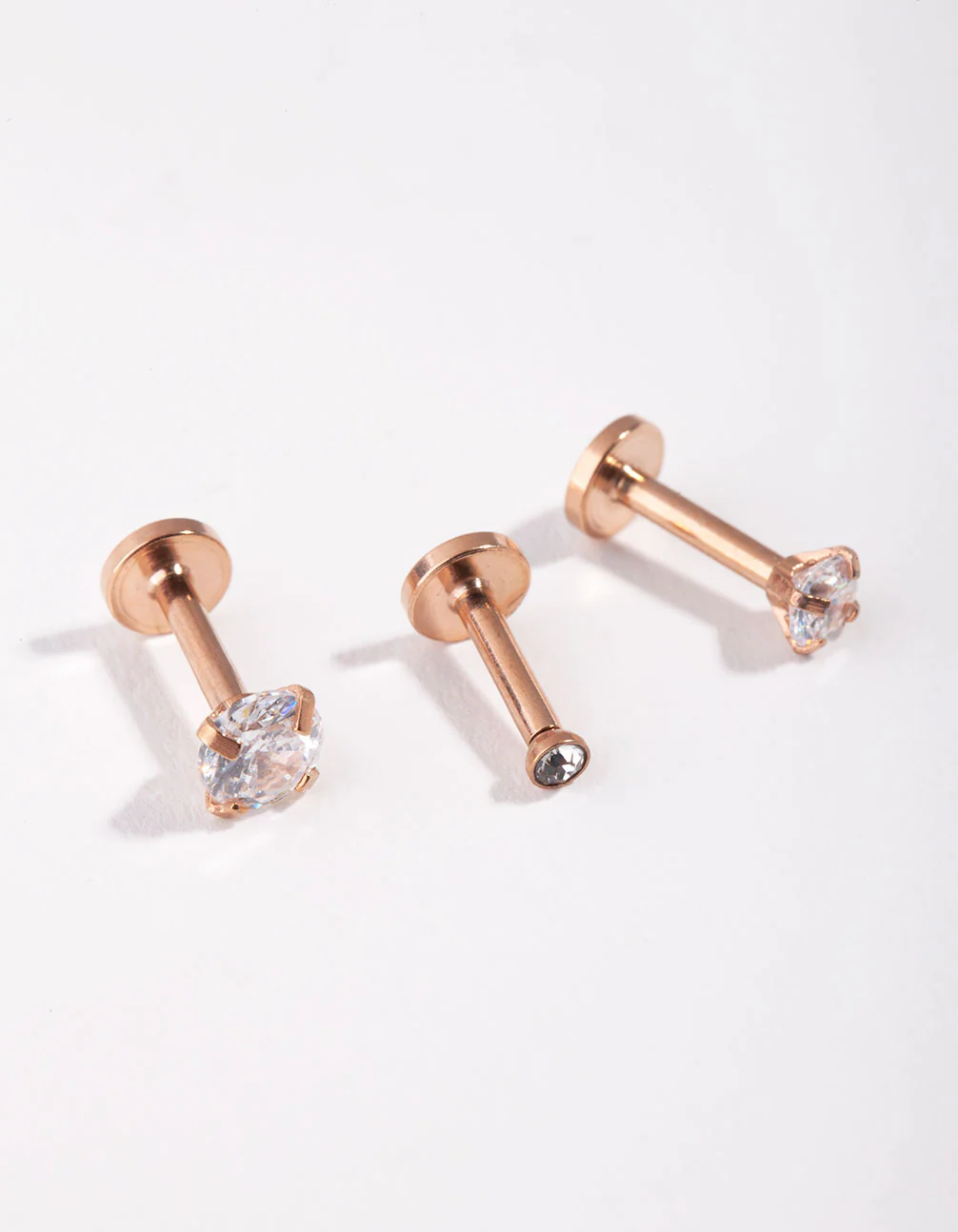 Surgical Steel Rose Gold Grad Cubic Zirconia Flat Back Pack - Image 3