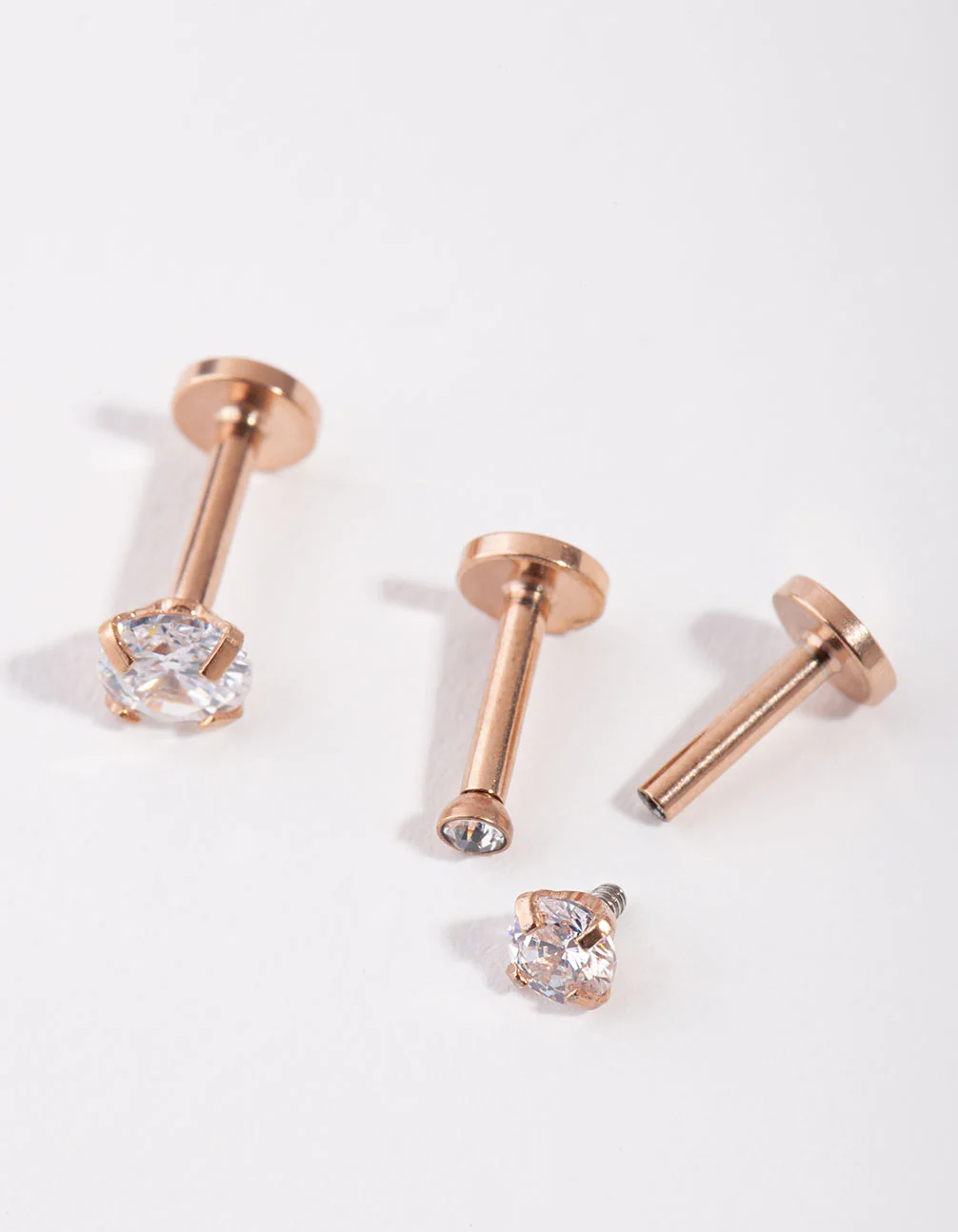 Surgical Steel Rose Gold Grad Cubic Zirconia Flat Back Pack - Image 4