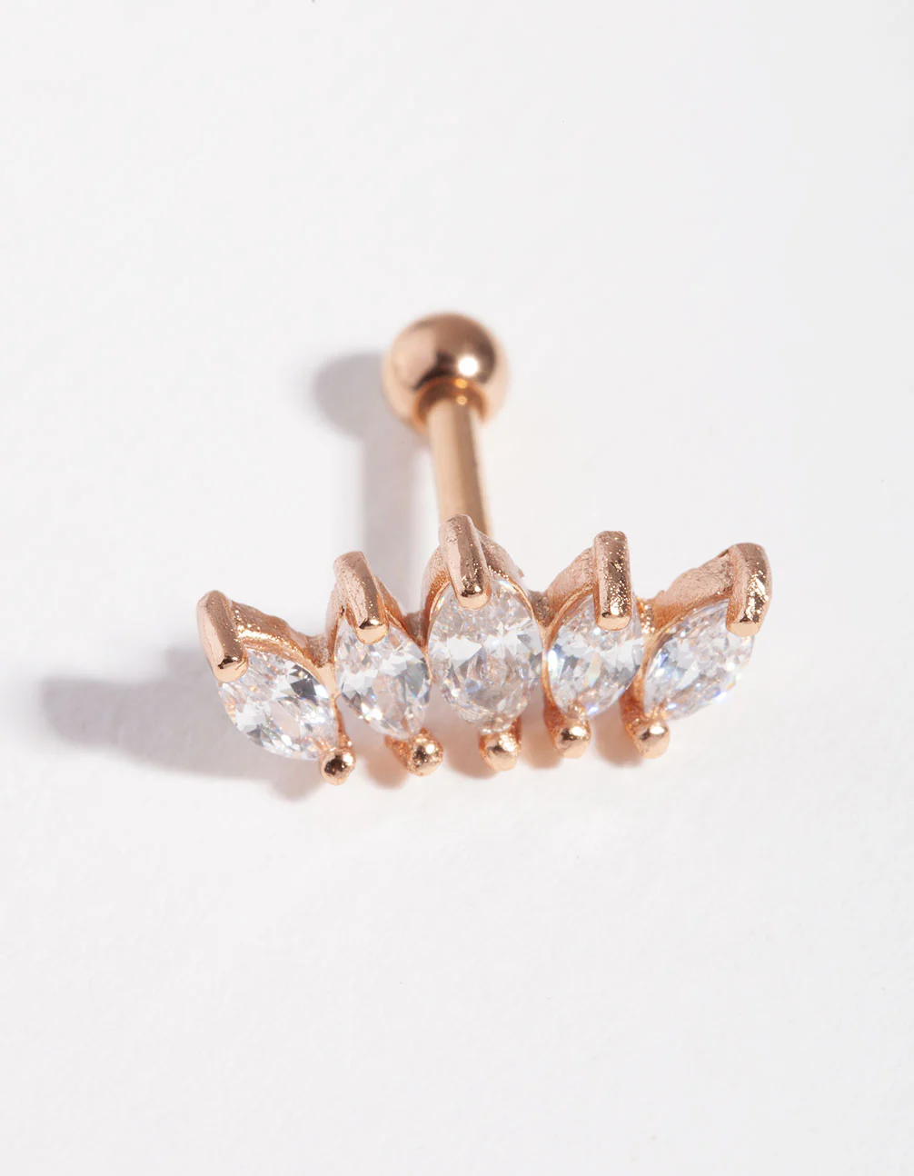 Rose Gold Surgical Steel Marquise Stone Barbell - Image 2