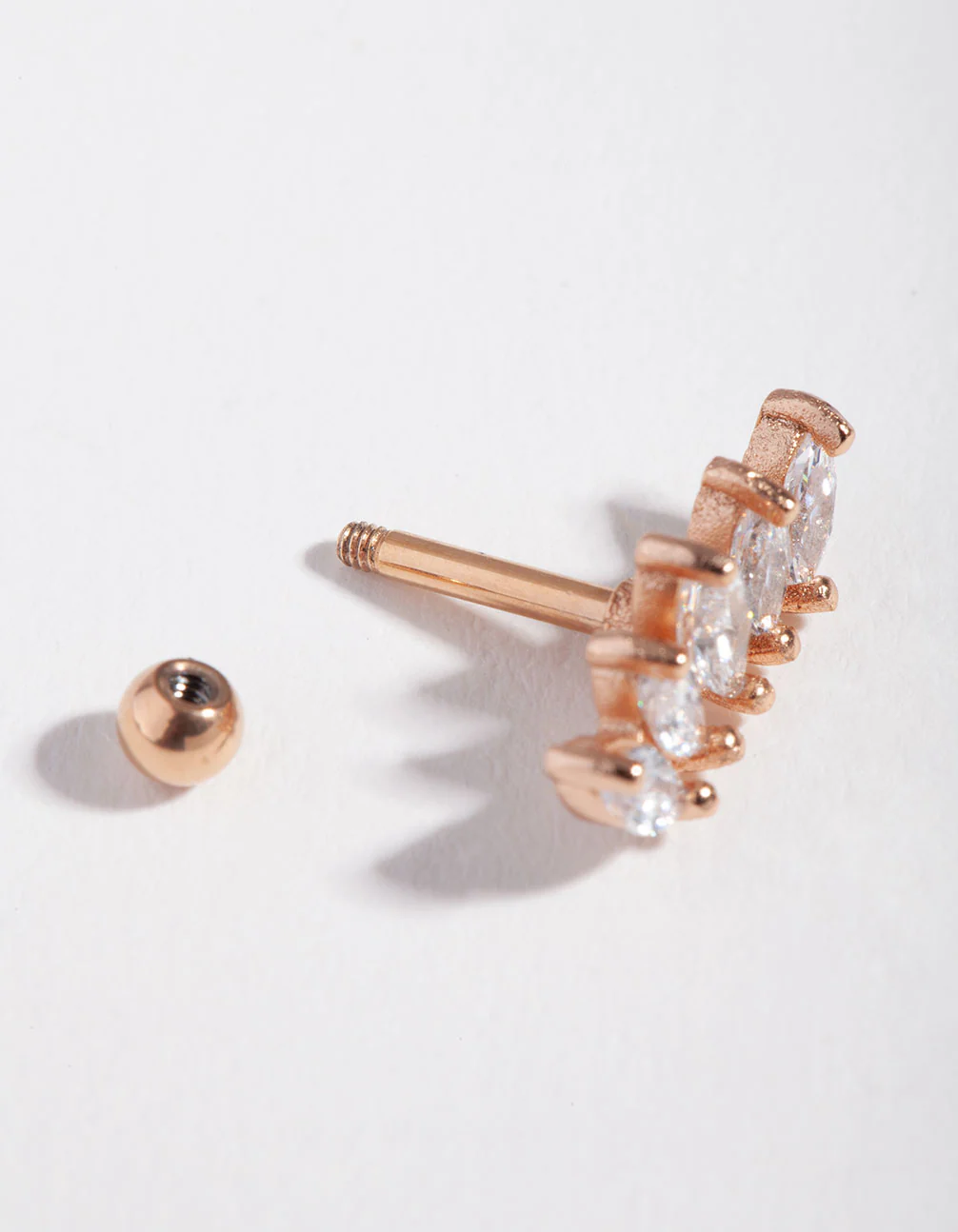 Rose Gold Surgical Steel Marquise Stone Barbell - Image 3