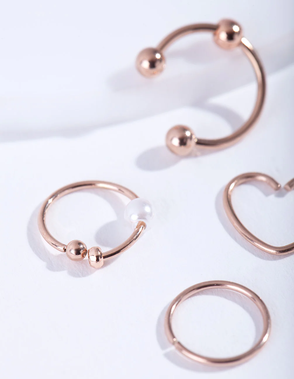 Rose Gold Surgical Steel Heart Ring 4-Pack - Image 2