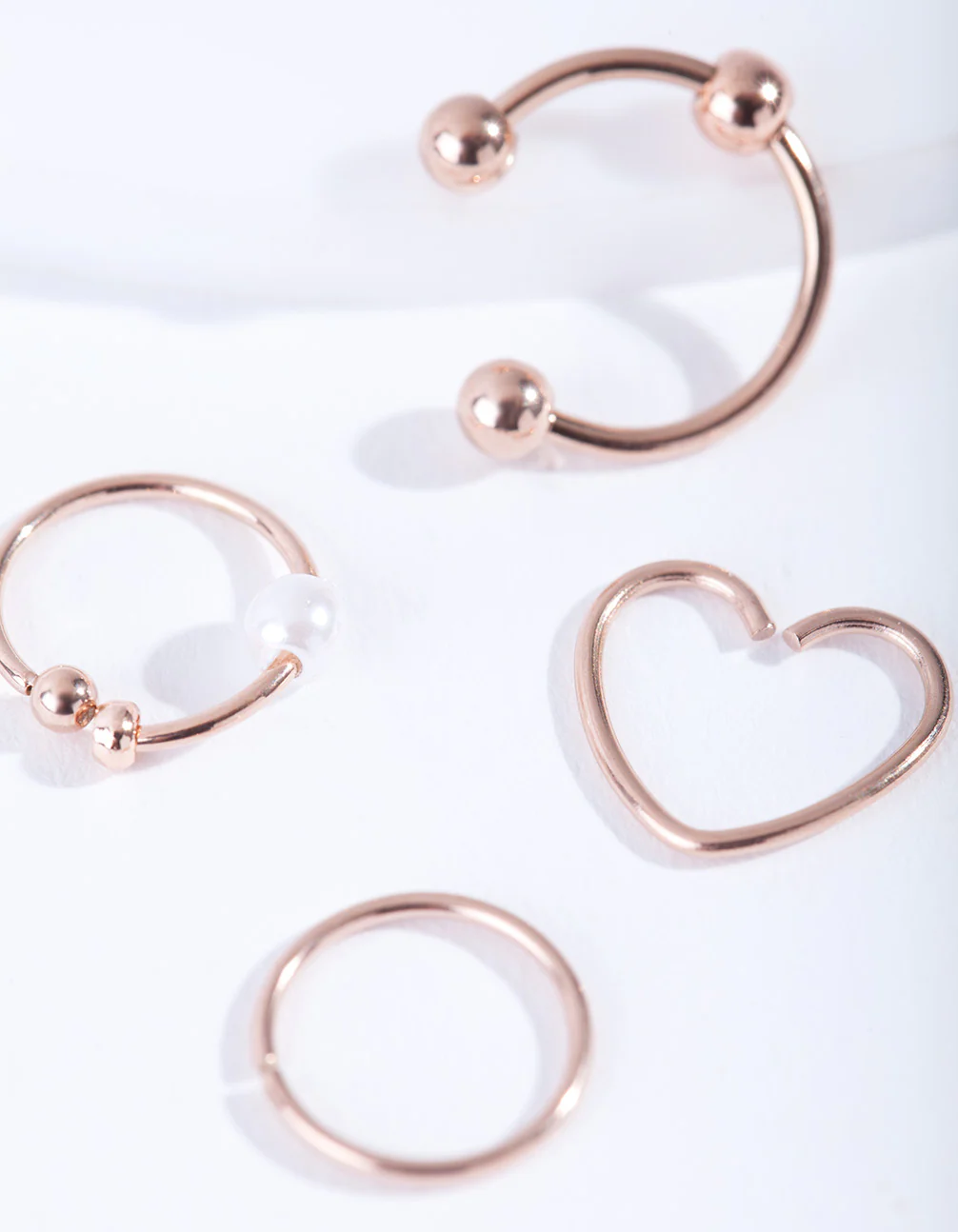 Rose Gold Surgical Steel Heart Ring 4-Pack - Image 3