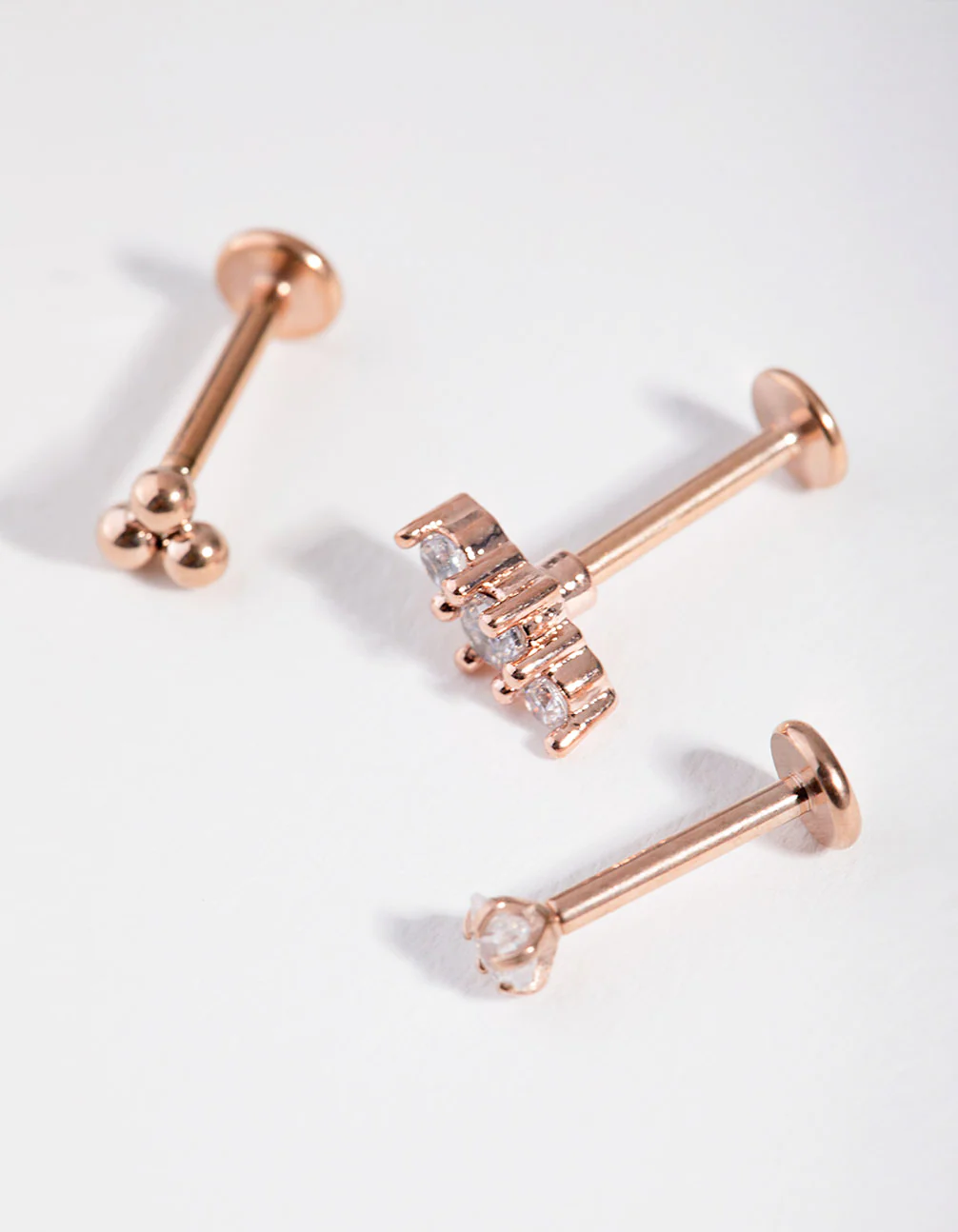Rose Gold Surgical Steel Triple Cluster Flat Back Pack - Image 2