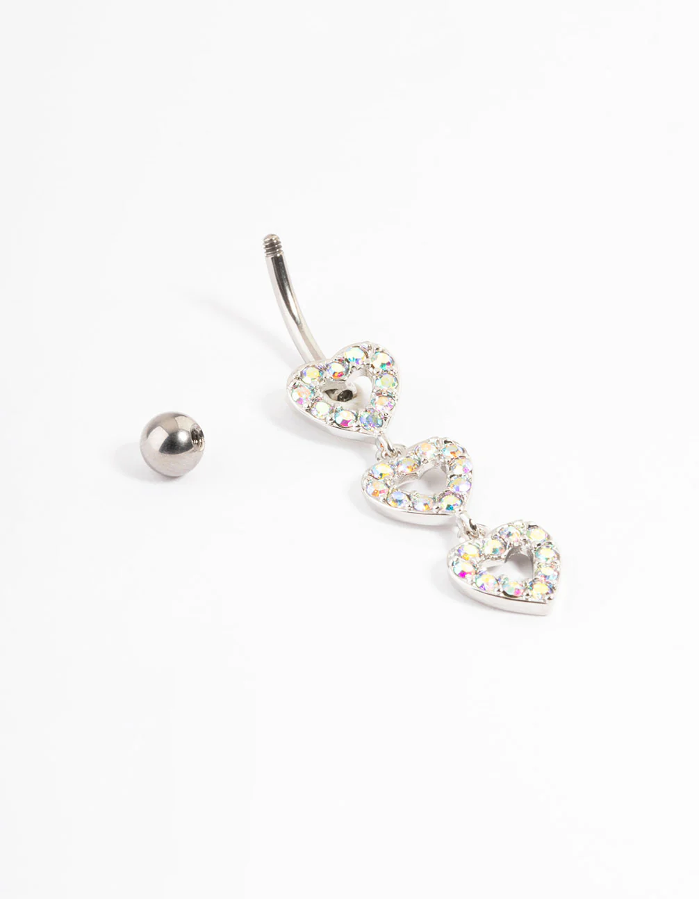 Surgical Steel Double Heart Belly Ring - Image 3