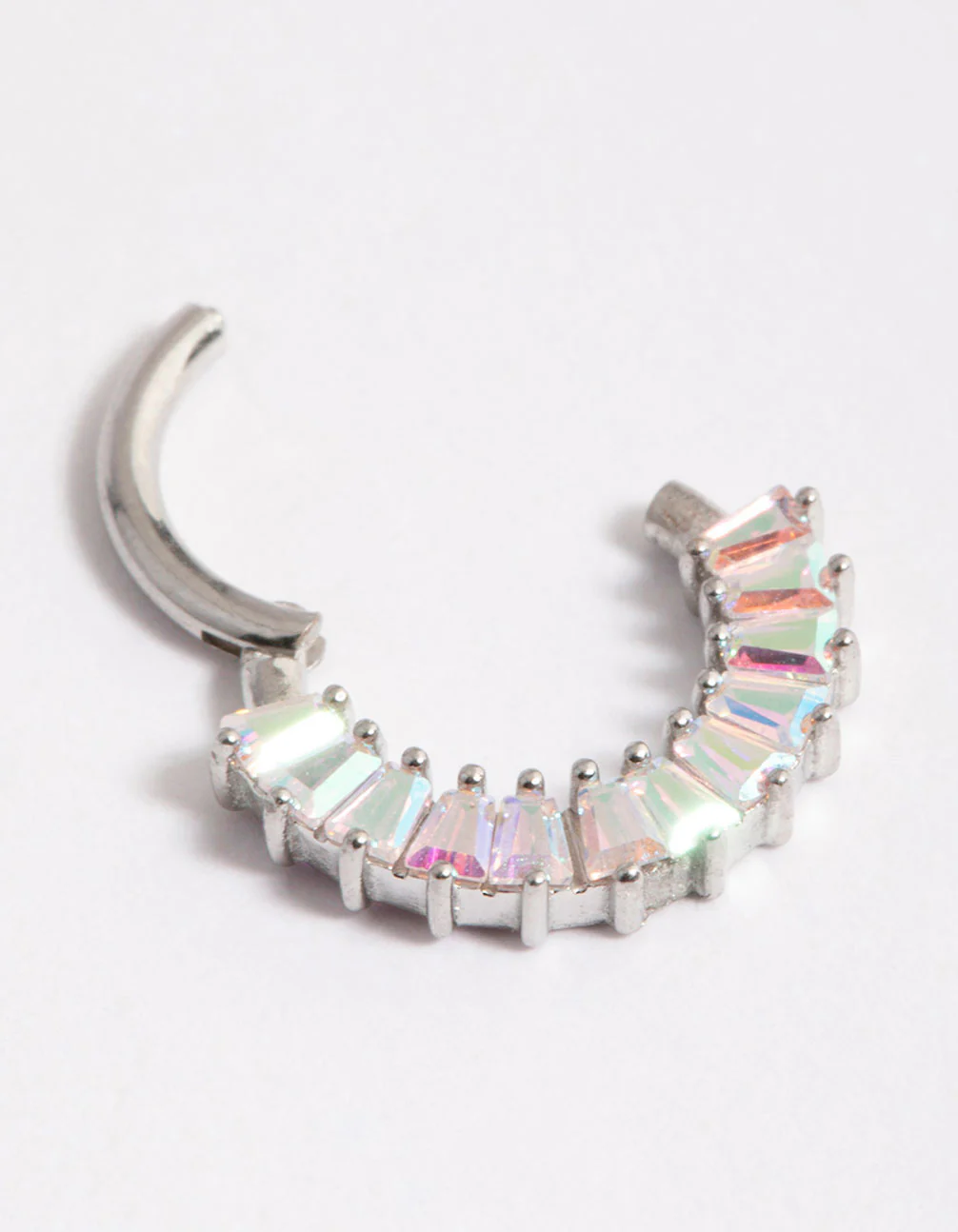Surgical Steel Baguette Stone Clicker Ring - Image 3