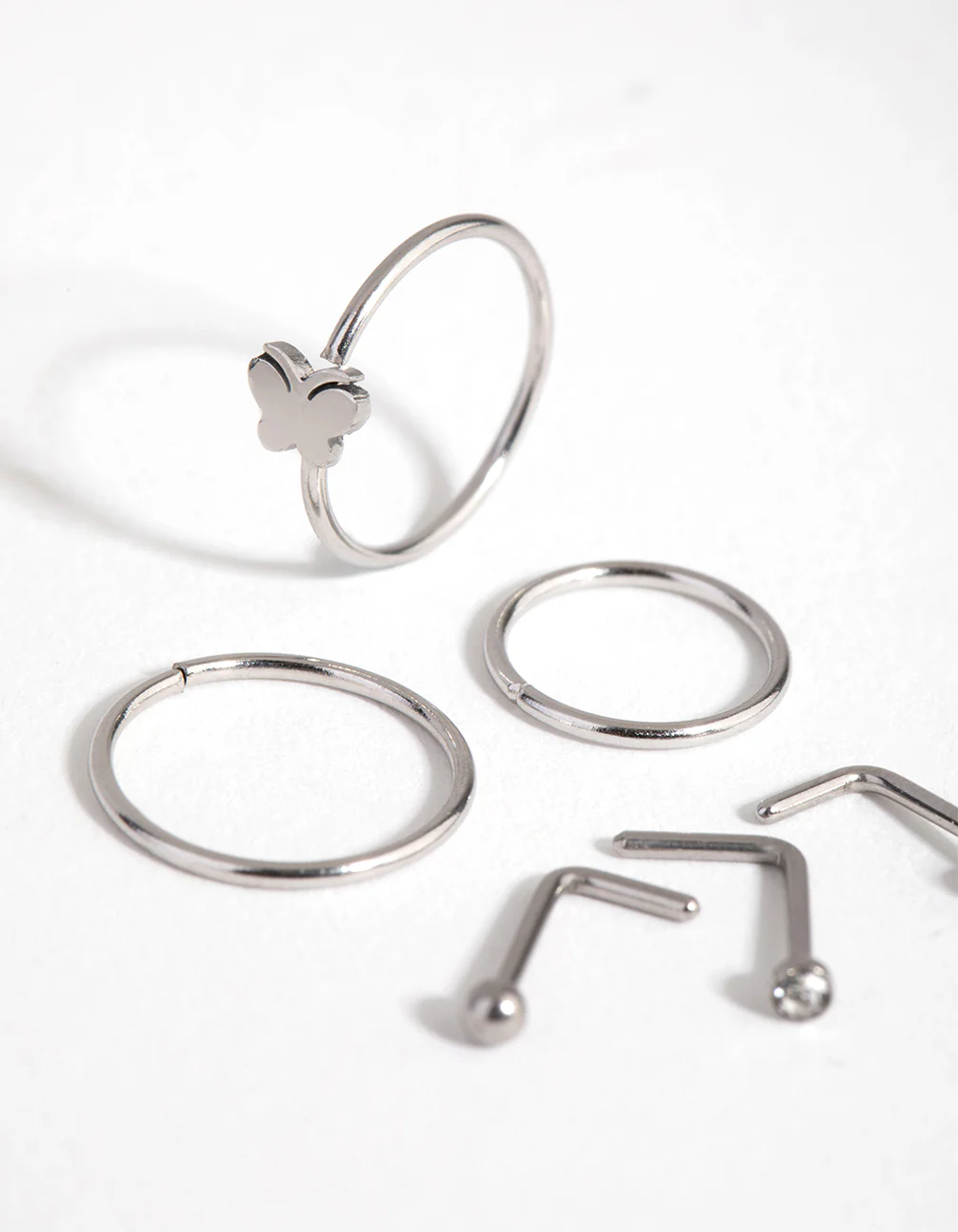 Surgical Steel Silver Butterfly Nose Stud 6-Pack - Image 2