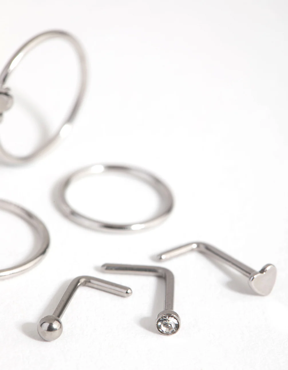 Surgical Steel Silver Butterfly Nose Stud 6-Pack - Image 3